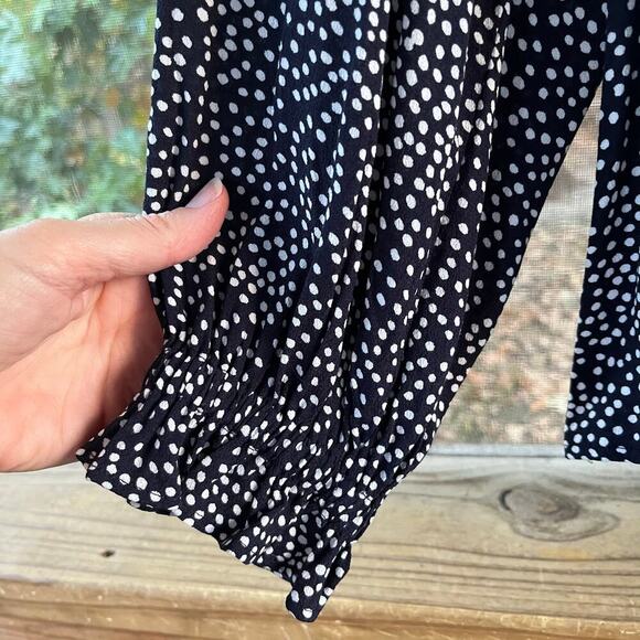LOFT Dotted Peplum Back Blouse Navy And White Size S. NEW - Picture 5 of 7